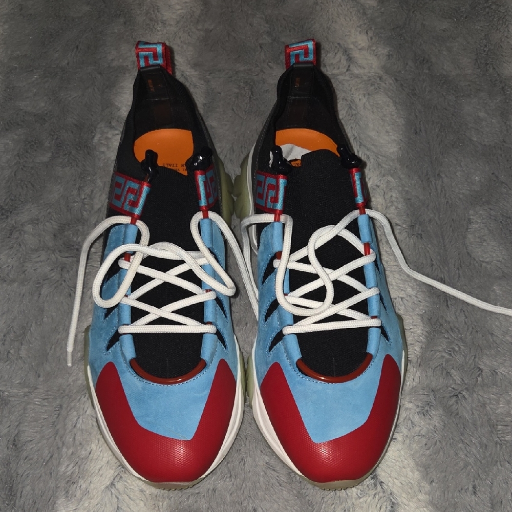 Gianni Versace Signiture Series Stylish Red and Blue Men's Sneakers